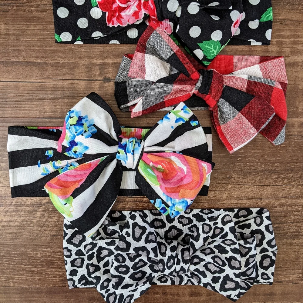 Set of 4 Baby Toddler Headwrap Bows